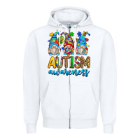 White autism awareness gnomes Zipper Hoodie - Zillion Design Studio