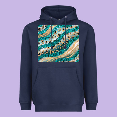 Turquoise Glitter Heavyweight Hoodie Designed By Jahusdesignshop