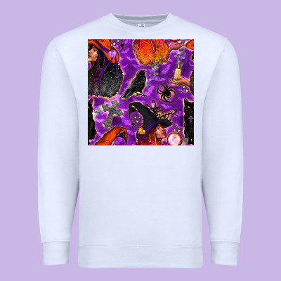 Halloween Witch Seamless Pattern Premium Sweatshirt Designed By Bundleandbundleshop