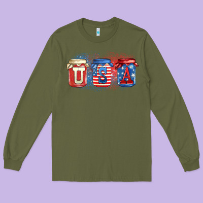 Usa Mason Jars Long Sleeve Tee Designed By Zillion Design Studio