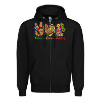 Black peace love autism Zipper Hoodie - Zillion Design Studio