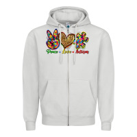 Dove Grey peace love autism Zipper Hoodie - Zillion Design Studio