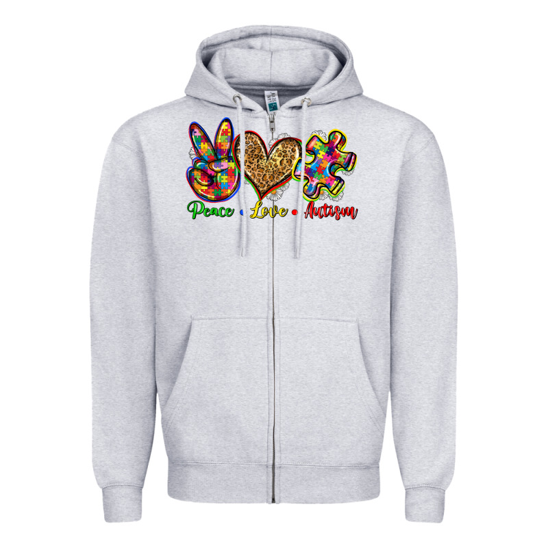 Peace Love Autism Zipper Hoodie by Zillion Design Studio | Teevron