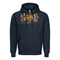 Navy peace love autism Zipper Hoodie - Zillion Design Studio