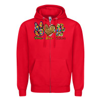 Red peace love autism Zipper Hoodie - Zillion Design Studio