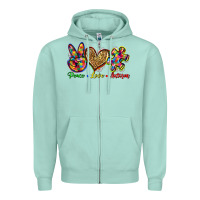 Seafoam peace love autism Zipper Hoodie - Zillion Design Studio