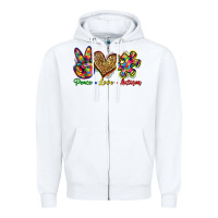 White peace love autism Zipper Hoodie - Zillion Design Studio