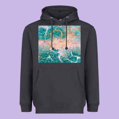 Turquoise Glitter Heavyweight Hoodie Designed By Jahusdesignshop