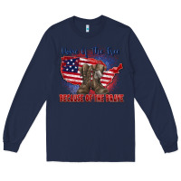 Navy home of the free because of the brave Long Sleeve Tee - Zillion Design Studio