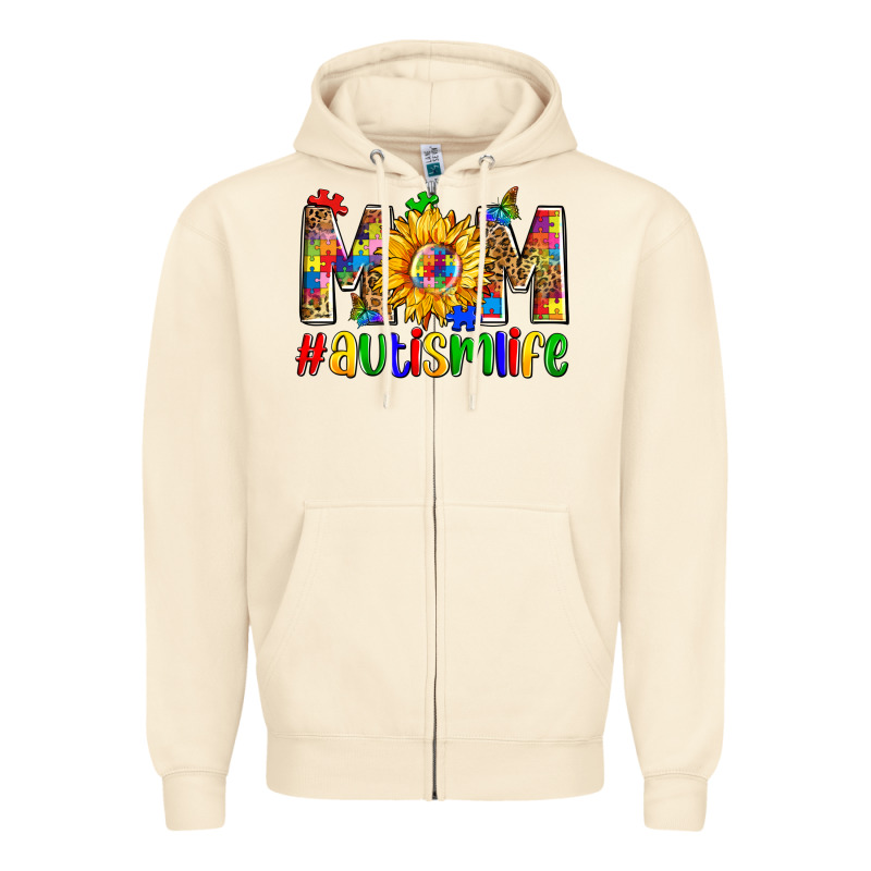 Mom #autism Life Zipper Hoodie by Zillion Design Studio | Teevron