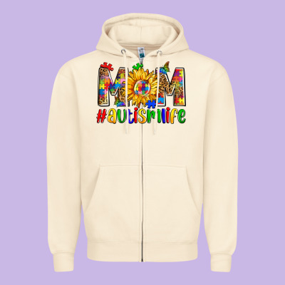 Mom #autism Life Zipper Hoodie Designed By Zillion Design Studio