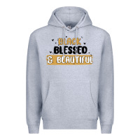 Heather Grey black blessed & beautiful Premium Hoodie - MaliasSmallBusiness