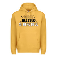 Mustard black blessed & beautiful Premium Hoodie - MaliasSmallBusiness