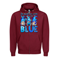 Burgundy in april we wear blue autism gnomes Zipper Hoodie - Zillion Design Studio