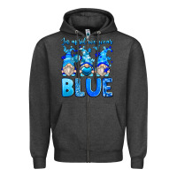 Charcoal Heather in april we wear blue autism gnomes Zipper Hoodie - Zillion Design Studio