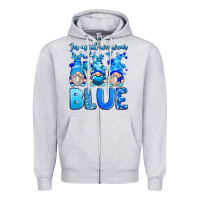 Heather Grey in april we wear blue autism gnomes Zipper Hoodie - Zillion Design Studio