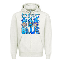 Oatmeal Heather in april we wear blue autism gnomes Zipper Hoodie - Zillion Design Studio
