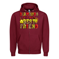 Burgundy diamonds are a girl's best friend softball Zipper Hoodie - Zillion Design Studio