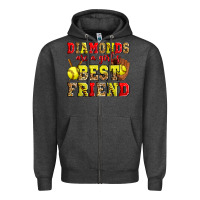 Charcoal Heather diamonds are a girl's best friend softball Zipper Hoodie - Zillion Design Studio