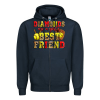 Navy diamonds are a girl's best friend softball Zipper Hoodie - Zillion Design Studio