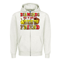 Oatmeal Heather diamonds are a girl's best friend softball Zipper Hoodie - Zillion Design Studio
