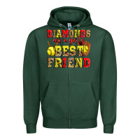 Sports Green diamonds are a girl's best friend softball Zipper Hoodie - Zillion Design Studio