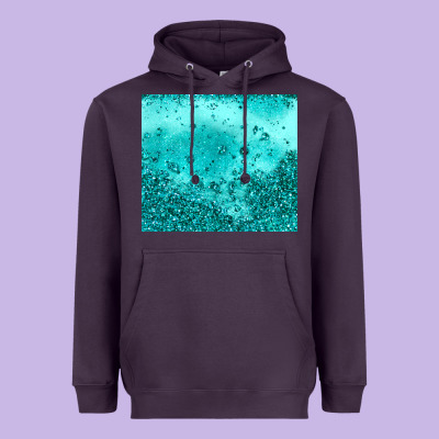 Turquoise Glitter Heavyweight Hoodie Designed By Jahusdesignshop