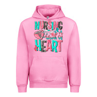Fuchsia Pink nursing is a work of heart Urban Hoodie - NancyCooperArtShop