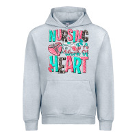 Heather Grey nursing is a work of heart Urban Hoodie - NancyCooperArtShop