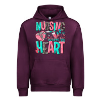 Mauve Wine nursing is a work of heart Urban Hoodie - NancyCooperArtShop