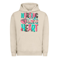 Pigment French Oak nursing is a work of heart Urban Hoodie - NancyCooperArtShop
