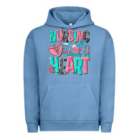 Pigment Pebble Blue nursing is a work of heart Urban Hoodie - NancyCooperArtShop