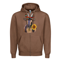 Chestnut sunflower aztec ribbon goat Zipper Hoodie - RanaPortraitStore