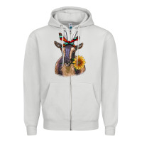 Dove Grey sunflower aztec ribbon goat Zipper Hoodie - RanaPortraitStore