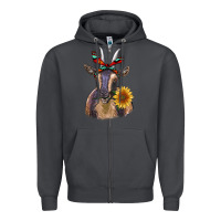 Smoke sunflower aztec ribbon goat Zipper Hoodie - RanaPortraitStore