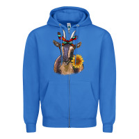 True Royal sunflower aztec ribbon goat Zipper Hoodie - RanaPortraitStore