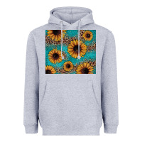 Heather Grey sunflower turquoise glitter Heavyweight Hoodie - JahusDesignShop