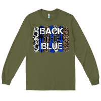 Army Green back the blue brushstroke Long Sleeve Tee - Zillion Design Studio