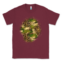 Burgundy camouflage and leopard patch  4 Classic Tee - BundleAndBundleShop