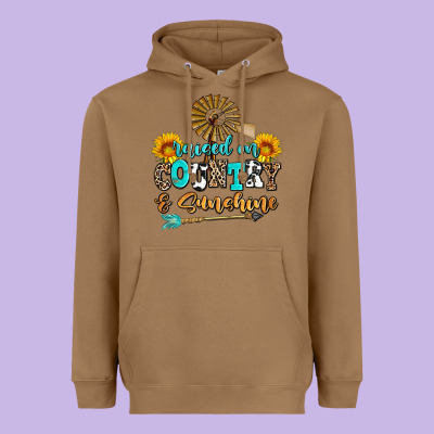 Raised On Country And Sunshine Heavyweight Hoodie Designed By Adodesignshop