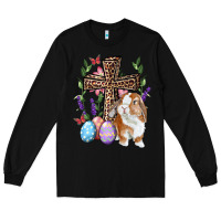 Black Easter bunny and floral cross Long Sleeve Tee - RanaPortraitStore