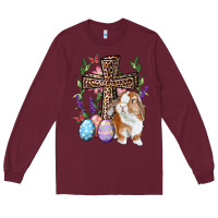 Burgundy Easter bunny and floral cross Long Sleeve Tee - RanaPortraitStore