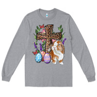 Heather Grey Easter bunny and floral cross Long Sleeve Tee - RanaPortraitStore