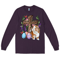 Plum Easter bunny and floral cross Long Sleeve Tee - RanaPortraitStore