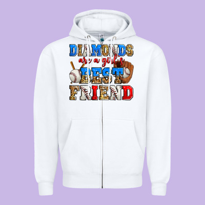 Diamonds Are A Girl's Best Friend Baseball Zipper Hoodie Designed By Zillion Design Studio
