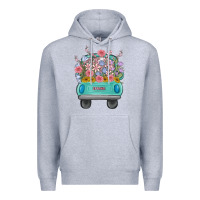 Heather Grey truck with flowers Premium Hoodie - MaliasSmallBusiness