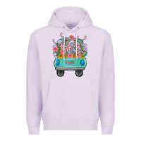 Lilac truck with flowers Premium Hoodie - MaliasSmallBusiness