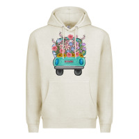 Oatmeal Heather truck with flowers Premium Hoodie - MaliasSmallBusiness