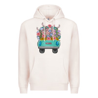 Pale Pink truck with flowers Premium Hoodie - MaliasSmallBusiness