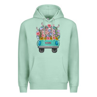 Seafoam truck with flowers Premium Hoodie - MaliasSmallBusiness